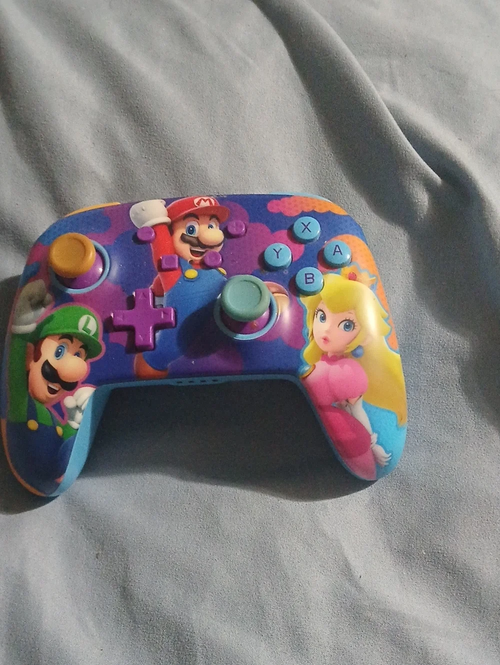 Purple & Blue Wireless Game Controller with Character Art